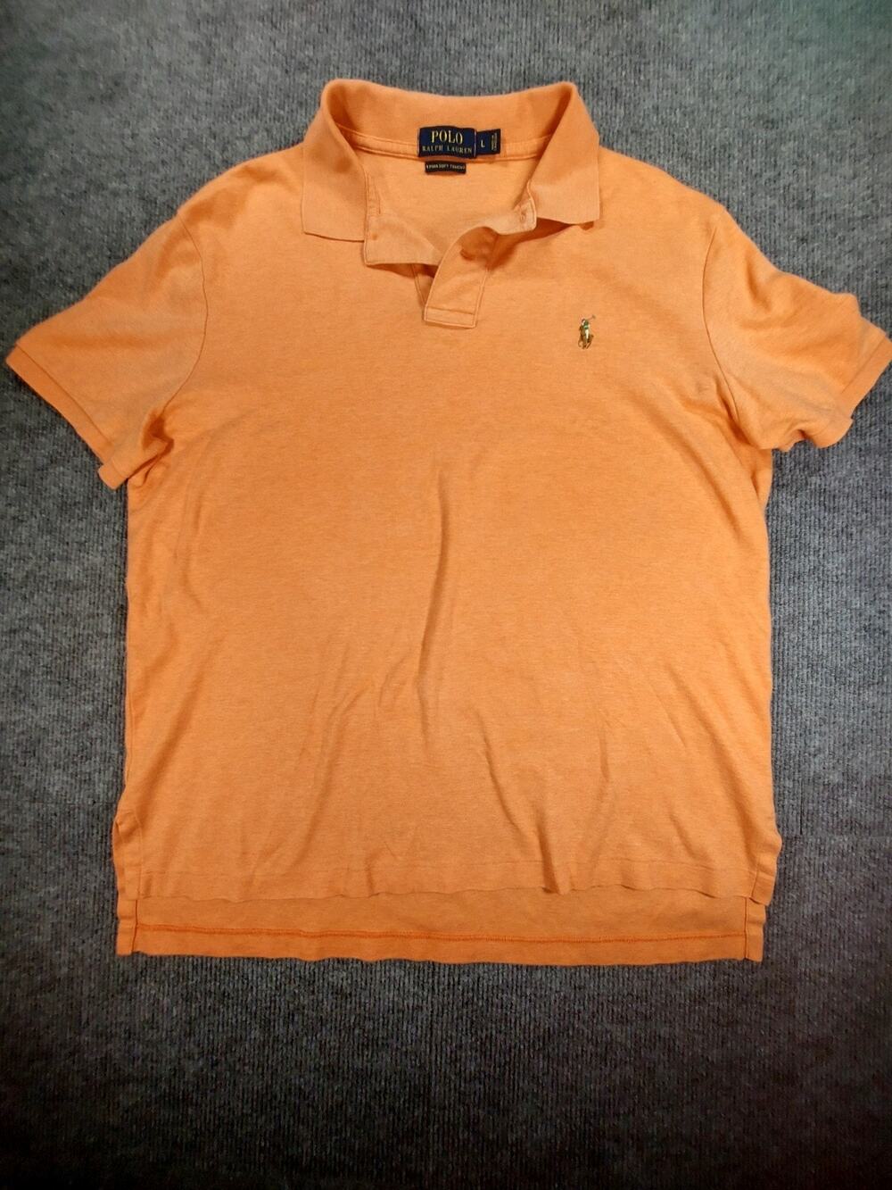 Polo Ralph Lauren Pima Soft Touch Polo Shirt Men's L Orange Coral Short Sleeve